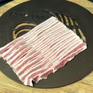 Rare Breed Pork RIND ON Dry Cured Streaky Bacon Min. 200g **New**